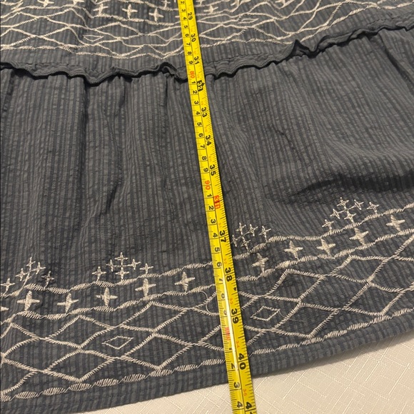 Knox Rose Blue Steel Shore embroidered tiered midi dress SZ L Cotton Blend Boho - Picture 7 of 12